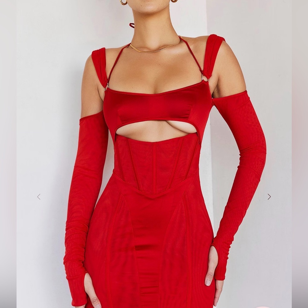 Mistress Rocks Scarlett Red Mesh Cutout Mini Dress